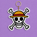🏴‍☠️🔑حامل مفاتيح بتصميم جمجمة قبعة القش
